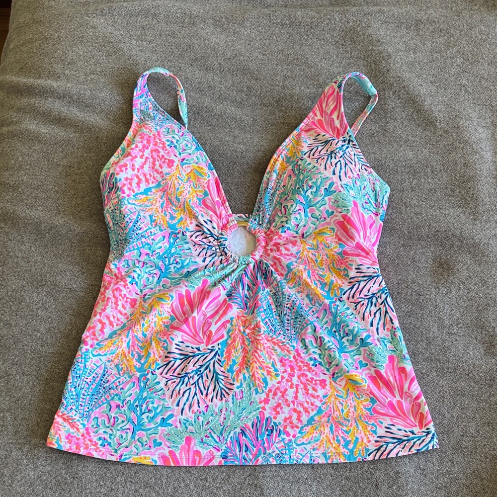 Lilly Pulitzer colorful coral swim tank set, size 8